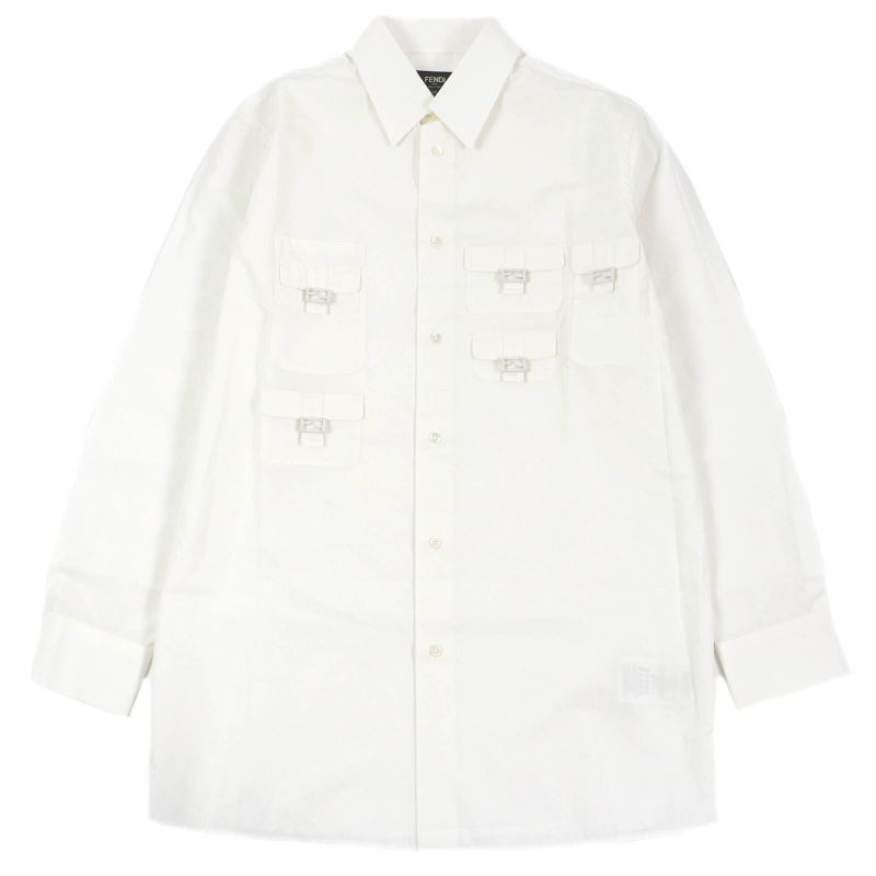 Fendi 2022 Fs1086 100% Cotton FF Logo Hardware Multi Pocket Long Sleeve Long