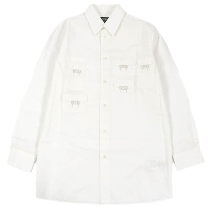 Fendi 2022 Fs1086 100% Cotton FF Logo Hardware Multi Pocket Long Sleeve Long