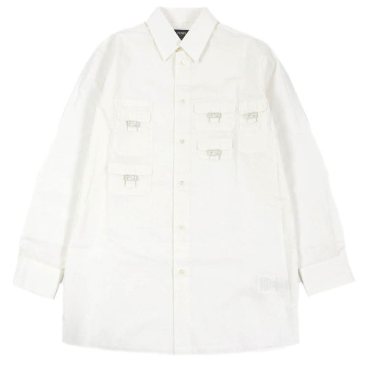 Fendi 2022 Fs1086 100% Cotton FF Logo Hardware Multi Pocket Long Sleeve Long