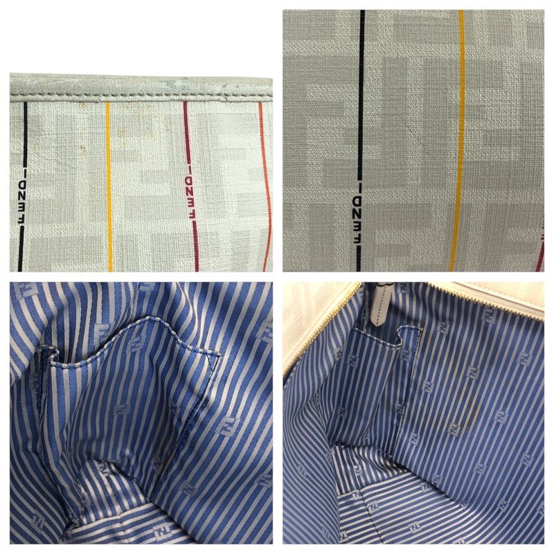 Fendi Zucca White Multicolor Leather 88h185 HQP Tote Bag Shoulder Bag Women