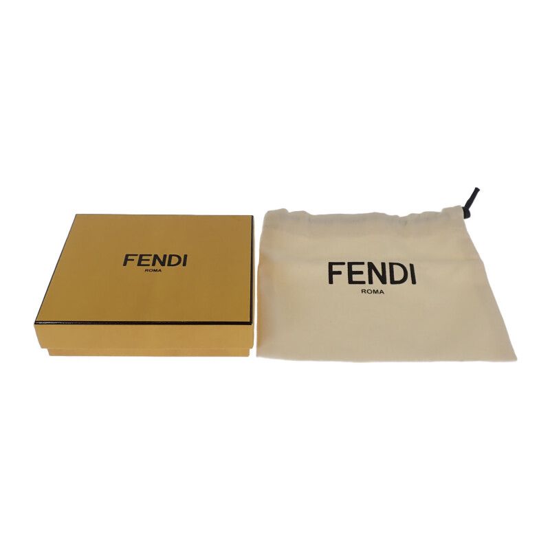 Fendi FF Logo Zucca Card Holder 7m0164 Card Case Leather Brown Iseya