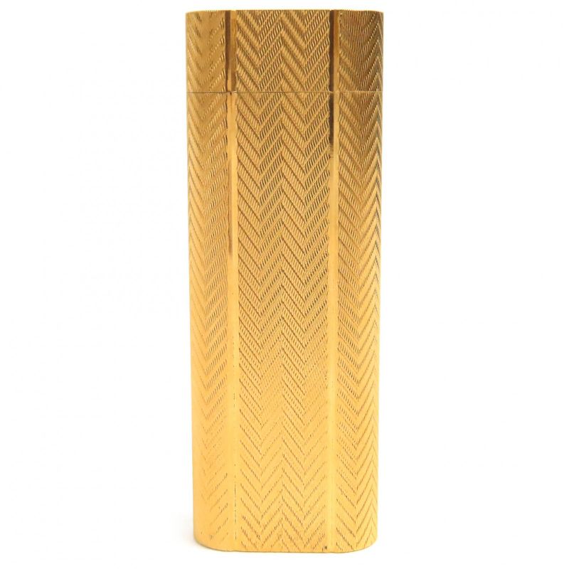 Cartier Oval Herringbone Pattern All-over Roller Type Gas Lighter Smoking Goods