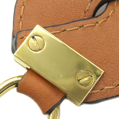 Loewe Shoulder Strap Wave Stitch Shoulder Strap Leather Brown Gold Hardware