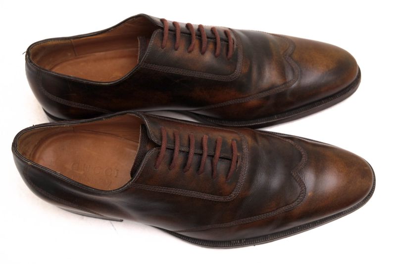 Gucci Shoes Business Shoes Business Men Leather Dark Brown 105863 Antique Dyed
