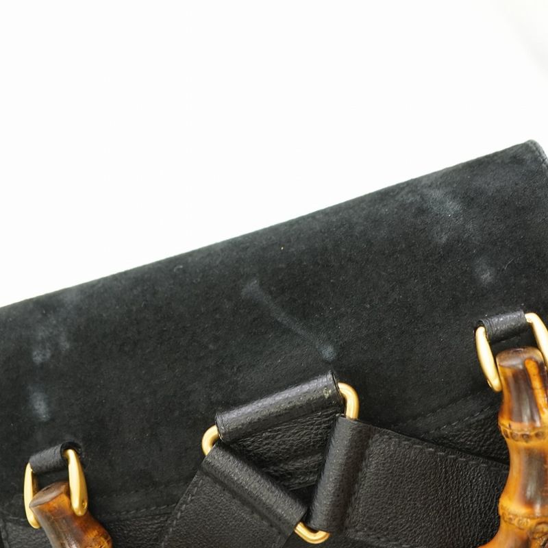 Gucci Bamboo Backpack Daypack Suede Black 0182gucci Suede Vintage