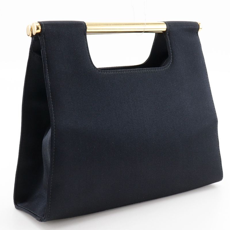 Chanel Party Bag Vintage Satin Black Ladies Handbag