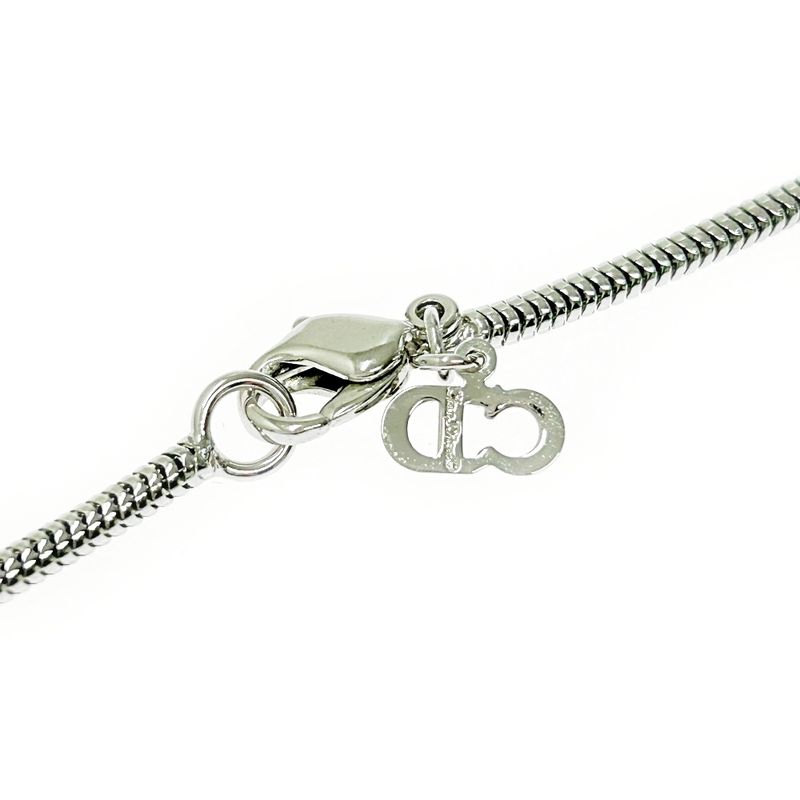 Christian Dior Metal Rhinestone Pearl Necklace Women Silver 322750 Necklace