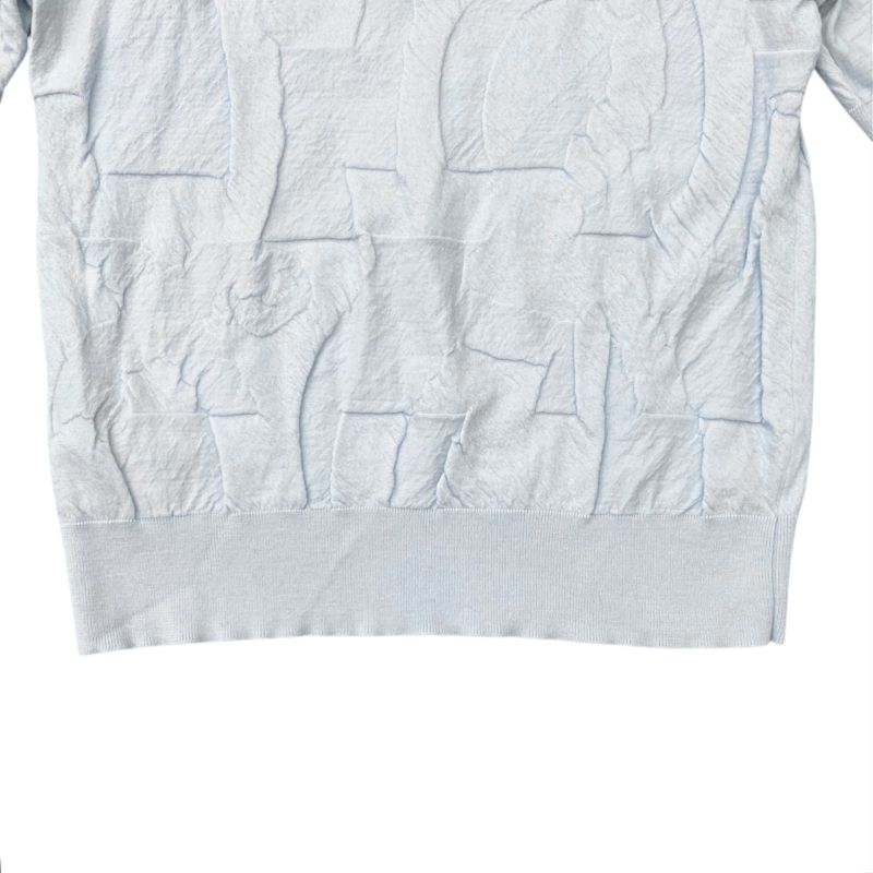 Em0157 Hermes Embossed Design Short Sleeve Knit Shirt Size L