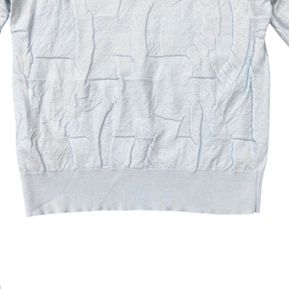 Em0157 Hermes Embossed Design Short Sleeve Knit Shirt Size L