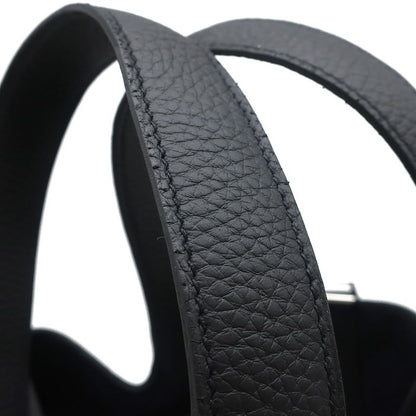 Hermes Handbag Picotin Lock MM Taurillon Clemence Black Silver Hardware Never