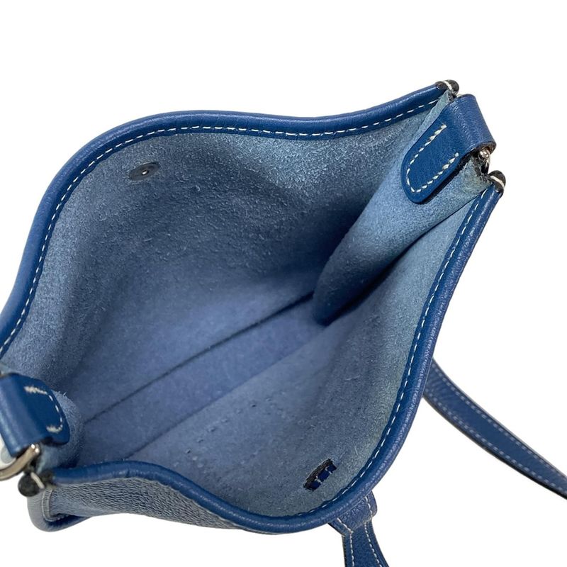 Hermes Shoulder Bag Evelyn TPM Blue Silver Hardware