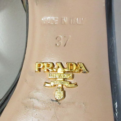 Prada Studded Enamel Back Strap Pin Heel Sandals 37 23.5cm (9.25in) Equivalent