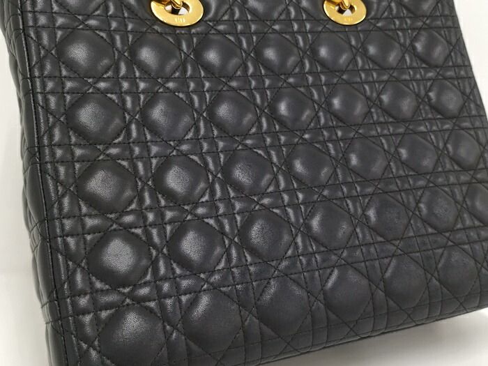 Christian Dior Lady Dior Large Handbag Cannage Leather Black