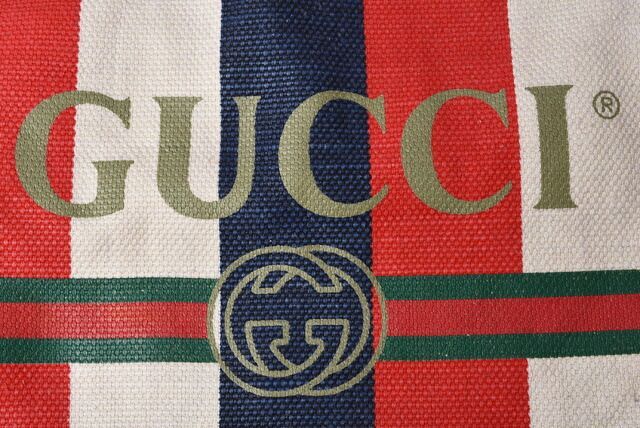 Gucci Backpack Drawstring Gucci Stripe Canvas Leather Logo Tricolor Red Blue