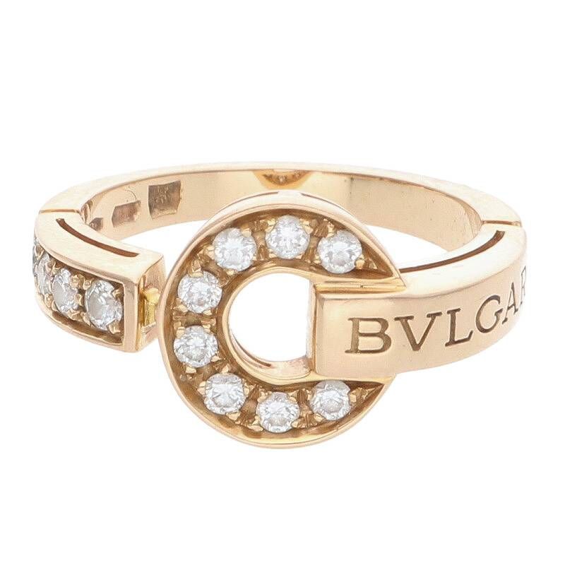 Bulgari 18K Pink Gold Pink Gold Pavé Diamond Ring Ladies No 10