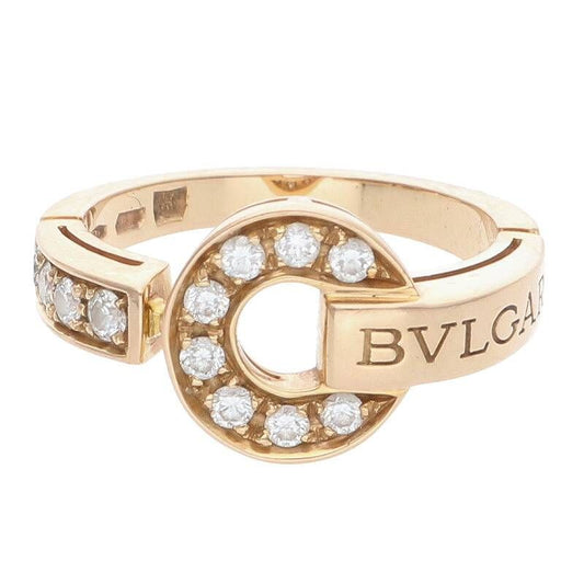 Bulgari 18K Pink Gold Pink Gold Pavé Diamond Ring Ladies No 10