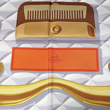 Hermes Carre 90 Scarf Beaute Composee 100% Silk Orange Brown