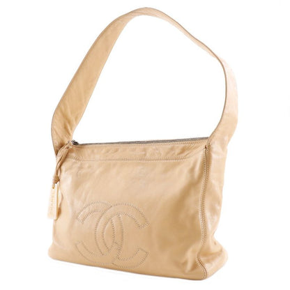 Chanel Coco Mark Lambskin Beige Women's Shoulder Bag