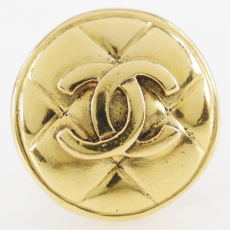 Chanel Coco Mark Matelasse Vintage Gold Plated Ladies 18.1g Earrings