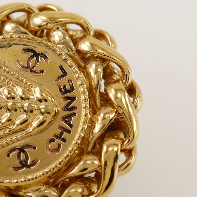 Chanel Earrings With Ear Of Rice Motif Vintage Gold Plated Ladies 50.0g