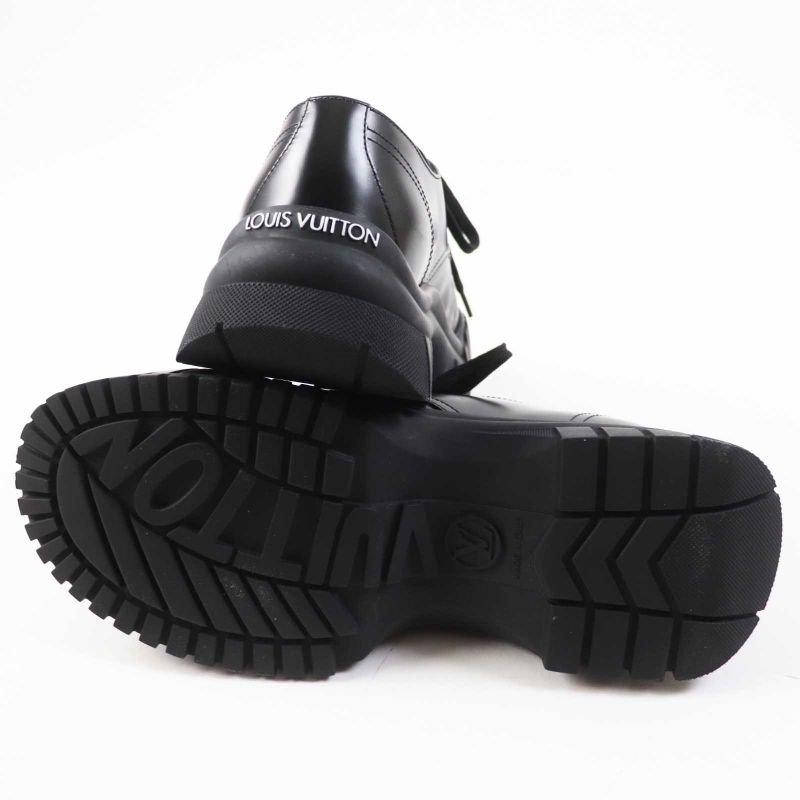 Louis Vuitton 2023 Ruby Line Lace-up Leather Shoes Black 38 With Box And