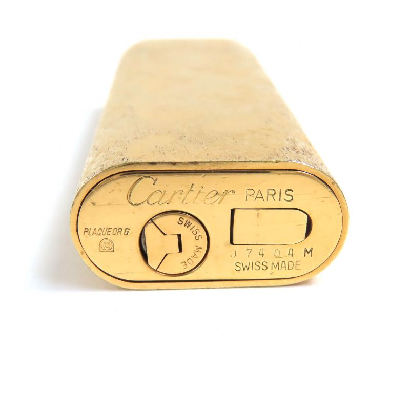 Cartier Oval All-over Roller Type Gas Lighter Smoking Goods Gold