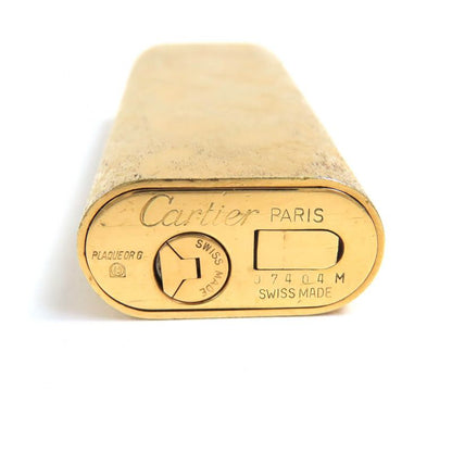 Cartier Oval All-over Roller Type Gas Lighter Smoking Goods Gold