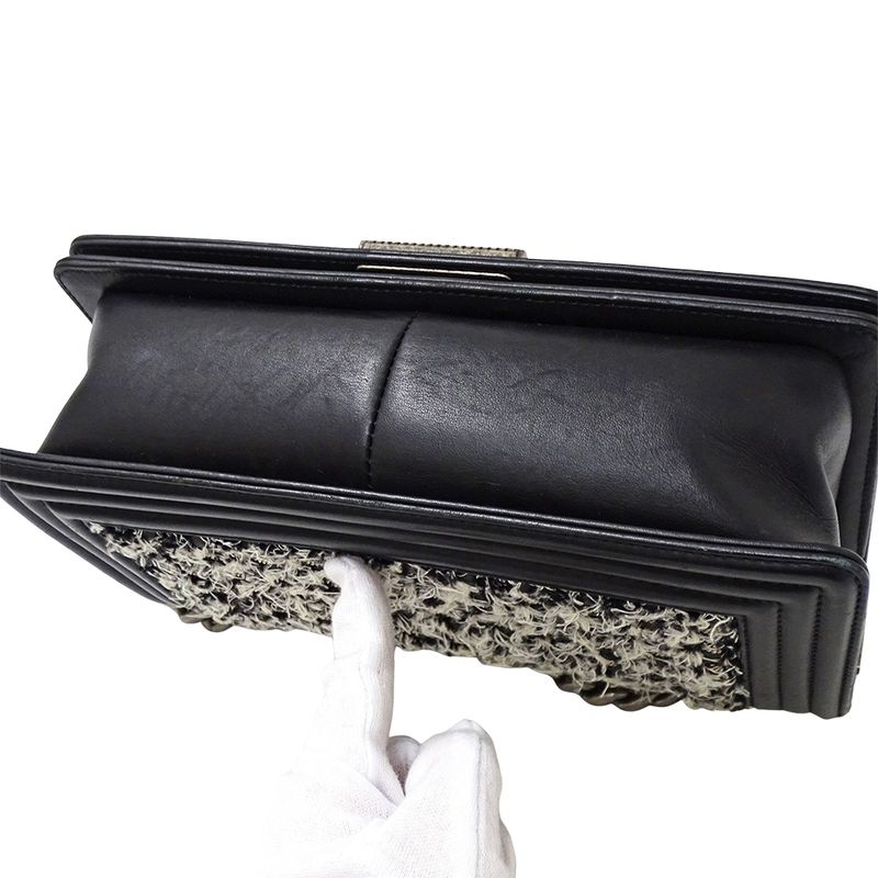 Chanel Bag Boy Chanel Women's Brand Shoulder Bag Tweed Leather Black White