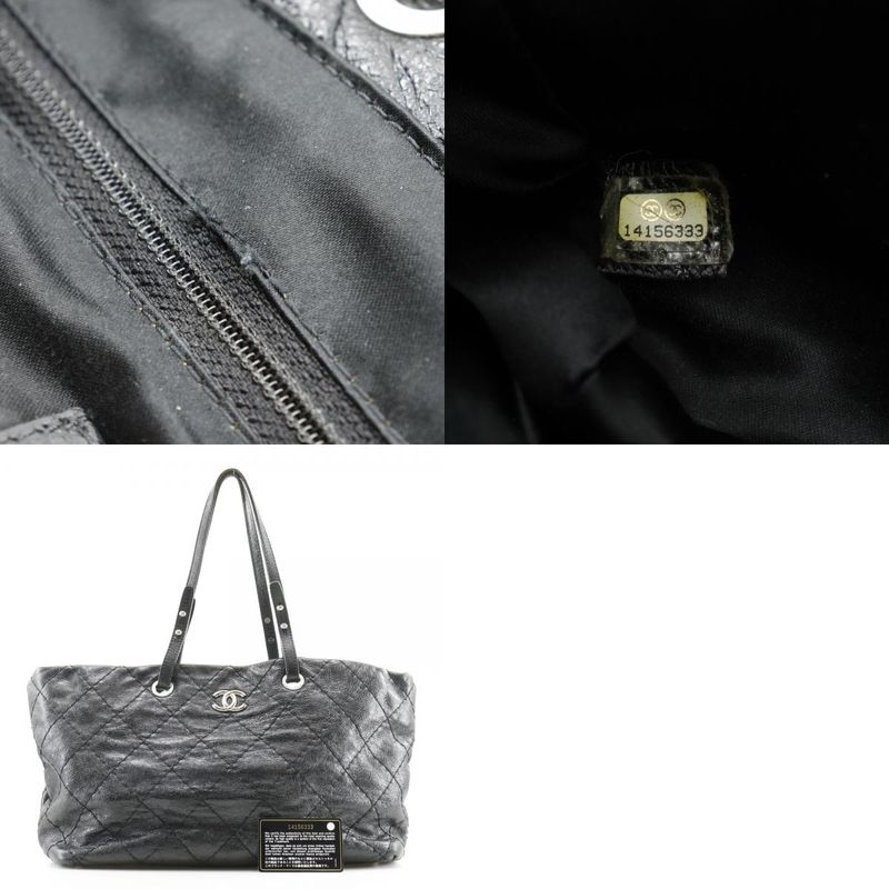 Chanel On The Road Coco Mark A48019 Leather Black Women's Tote Bag