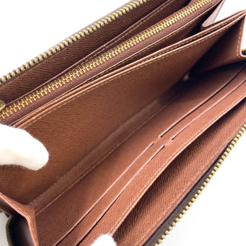 Louis Vuitton Zippy Wallet Monogram PVC Brown Round Zipper Long Wallet Gold