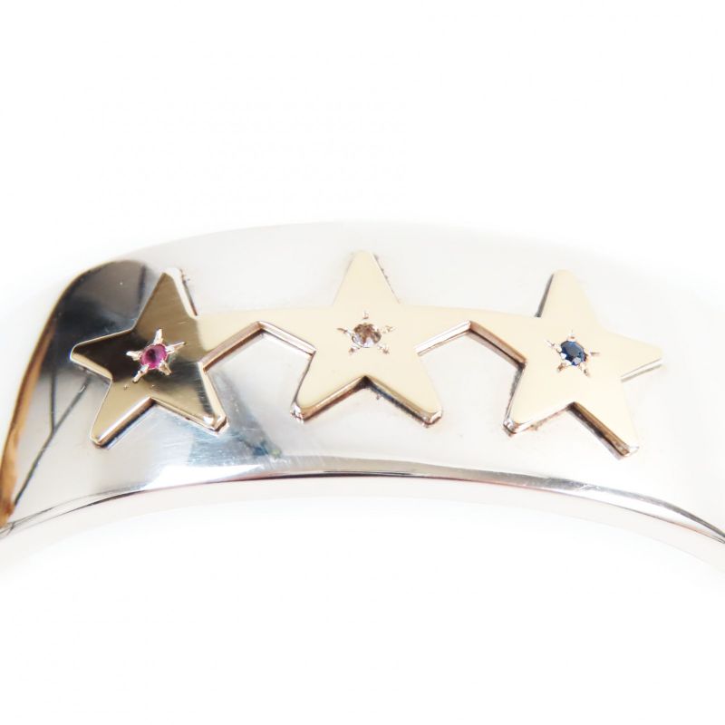 Tiffany & Co 1940s Vintage 3 Star Bangle 3 Star Bangle With Ruby Diamond And