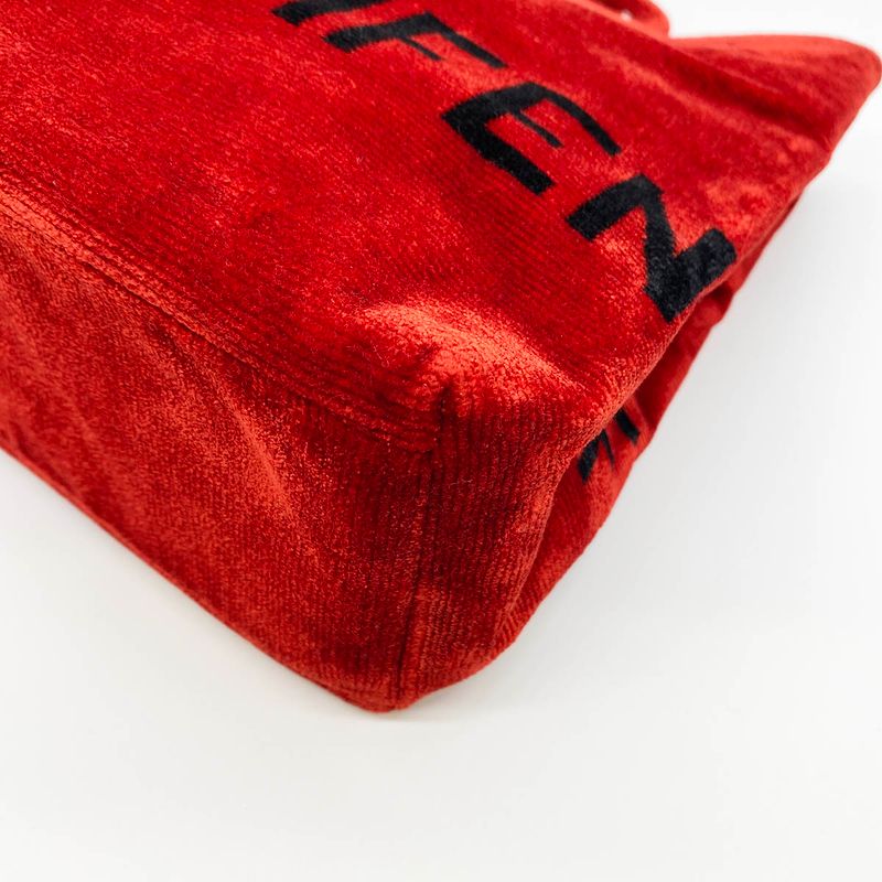 Fendi 06-11 15758 981 Logo Tote Handbag Suede Velour Red Women