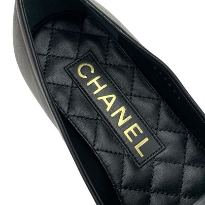 Chanel Loafers Leather Shoes Lambskin Black Gold Opera Shoes Flat Shoes Here