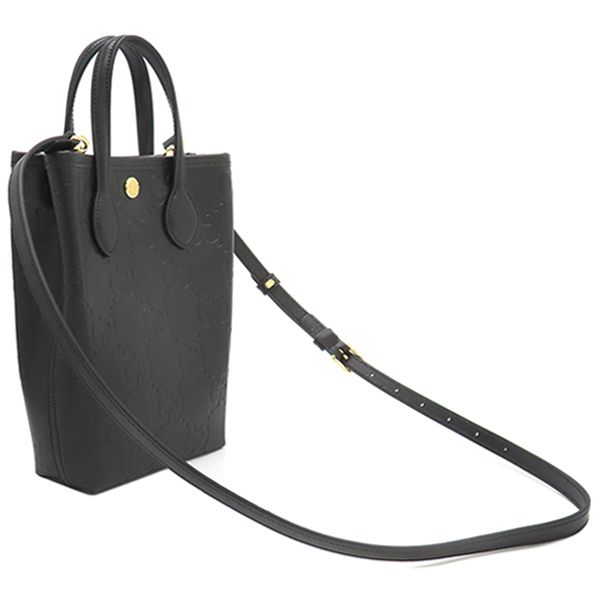 Gucci 2way Bag GG Super Mini Bag Leather Black Gold Hardware Black Handbag