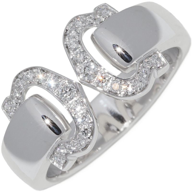 Cartier Ring 18K White Gold 30P Diamonds 2C Boucle Ruche Ring