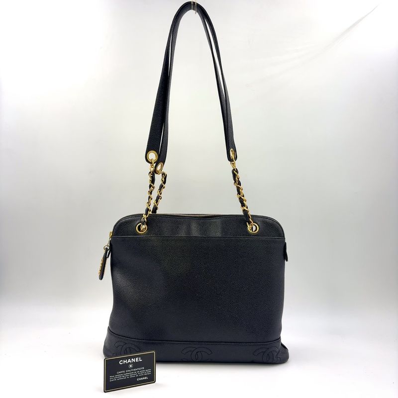 Chanel Triple Coco Mark Serial No 4 Series Chain Shoulder Bag Caviar Skin Black