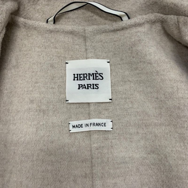 Hermes Outer Cashmere Beige Coat Serie Button