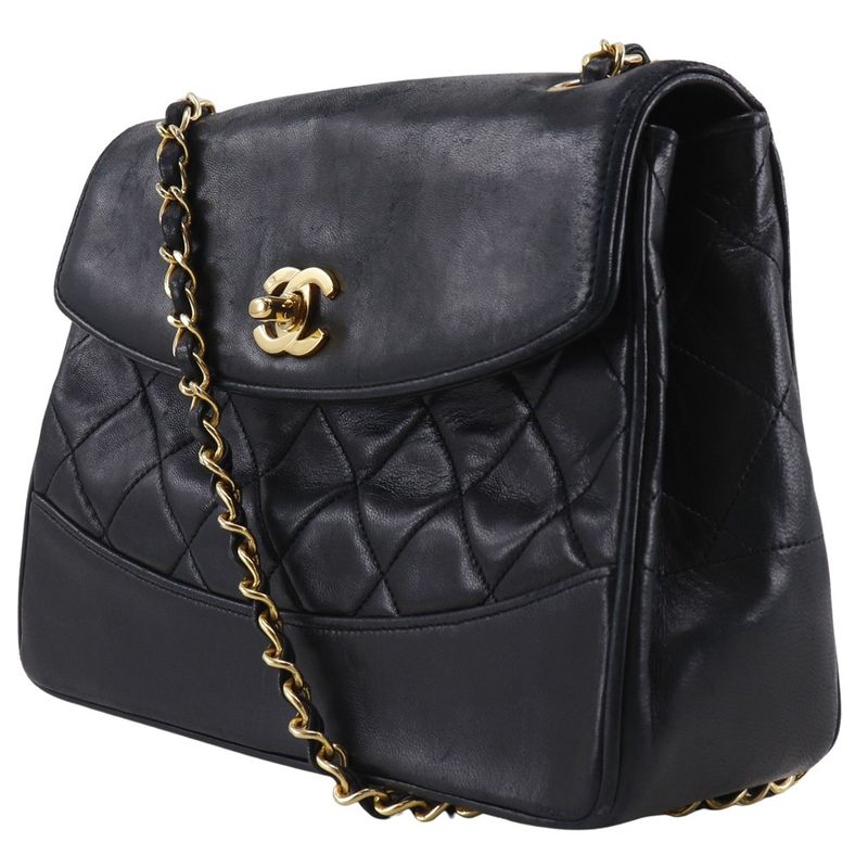 Chanel Matelasse Chain Shoulder Vintage Lambskin Black Women Shoulder Bag