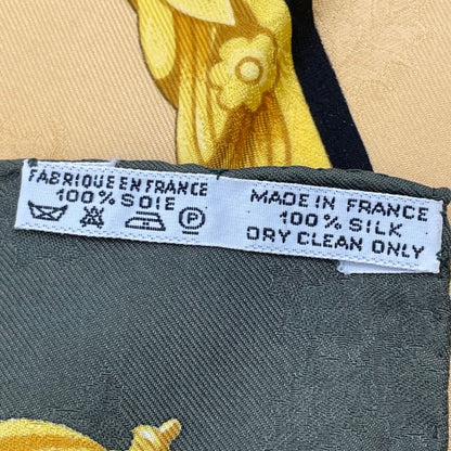 Hermes Carre 90 Plumes Et Grelots Scarf With Feathers And Bells Silk Yellow X