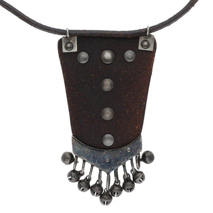 Saint Laurent Paris 15SS Studded Decoration Leather Plate Necklace Men's