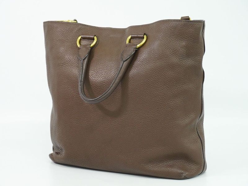 Authentic Prada Leather 2WAY Shoulder Bag Brown Bag Pre-owned [follow-up