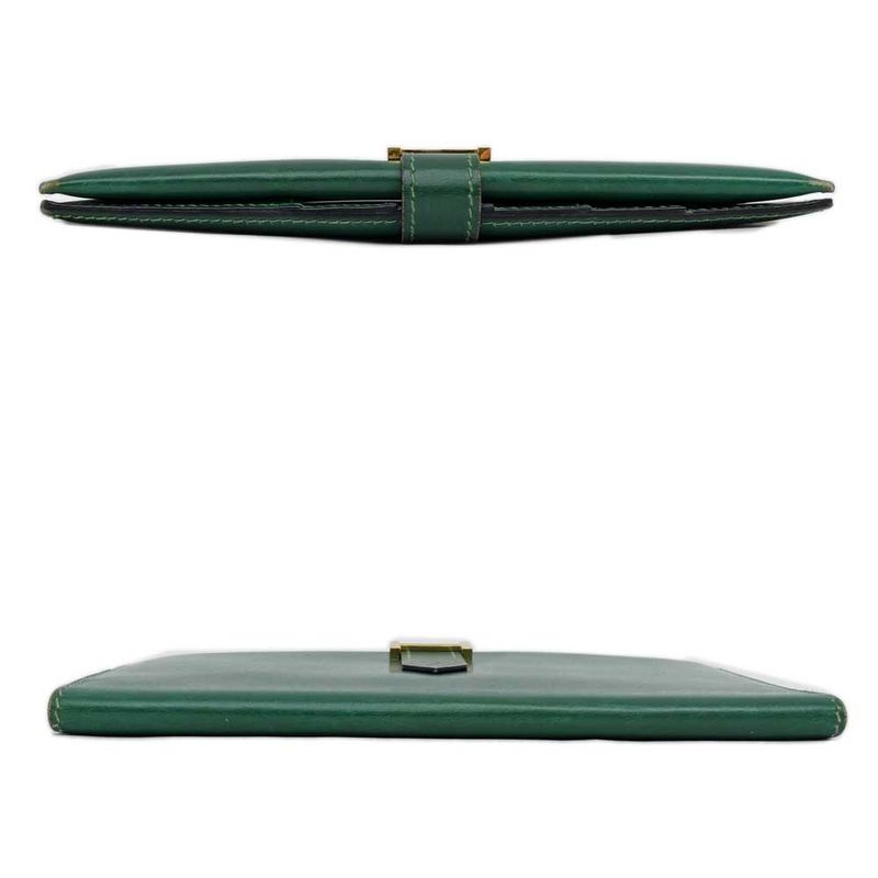 Hermes Bearn Classic Box Cuff Green Gold Hardware F Engraved Leather