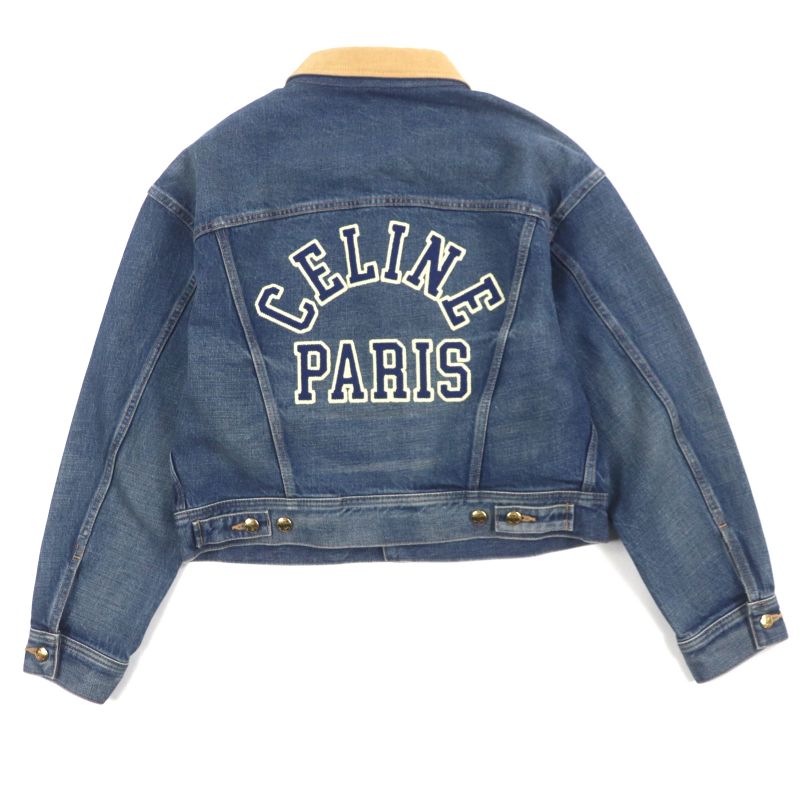 Celine 2q493365m Trucker Jacket 100% Cotton Back Logo Triomphe Button Collar