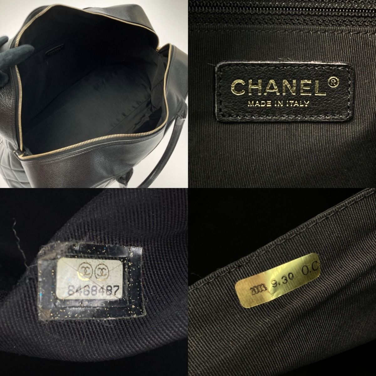 Chanel Matelasse Boston Bag Large Black Caviar Skin Coco Mark Gold Hardware