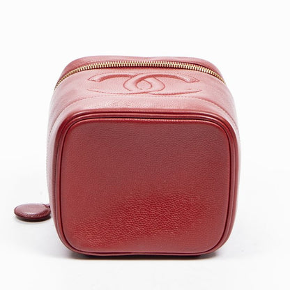 Chanel Vanity Case Red Caviar Leather A