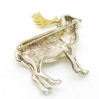 Tiffany & Co Silver Brooch 1988 Reindeer Sv+yg Sterling Vintage Tiffany & Co