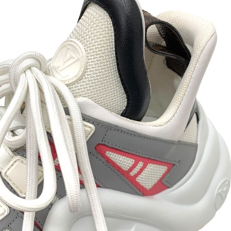 Louis Vuitton Arclight Line Sneakers Shoes Fabric Leather White Unused LV Logo