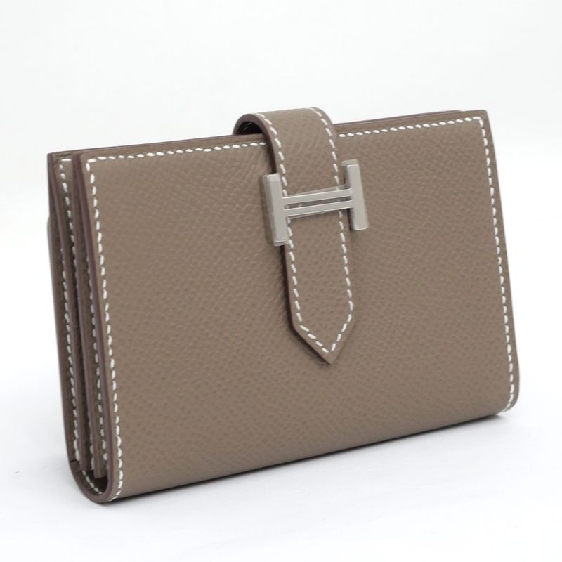 Hermes Bearn Cade Case Etoupe Silver Hardware Vo-epson W Engraved