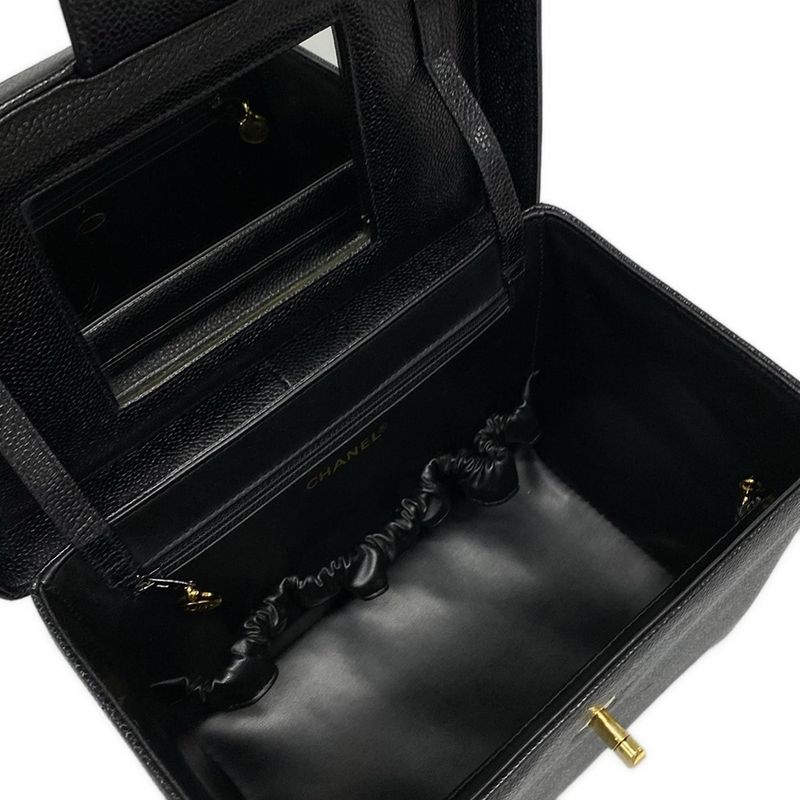 Chanel Vanity Bag - Black With Gold Hardware / Mirror