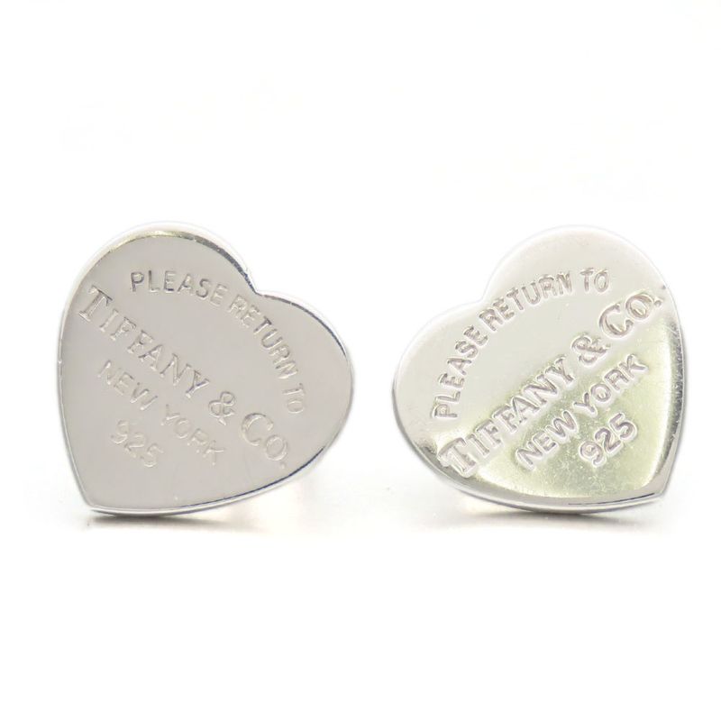 Tiffany & Co Earrings Lean To 925 Silver Approx 3.3g Silver Heart Tag Accessory